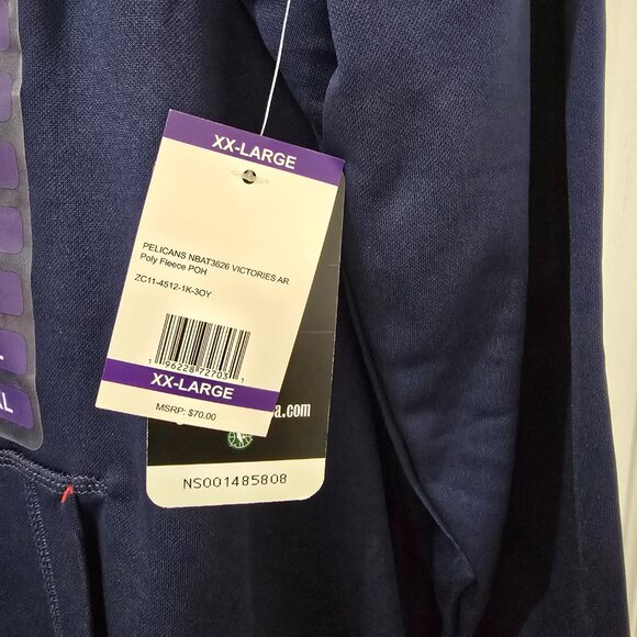 New Orleans Pelicans Men's NBA Pullover Hoodie Polyester Navy Pockets Sz 2XL NWT - Picture 6 of 10